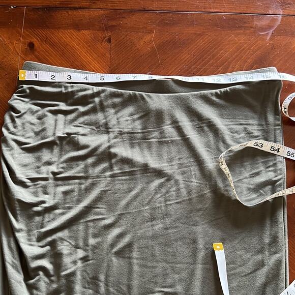 INC International Concepts Olive Green Knit Fringed Skirt Woman Size Large Boho - Picture 5 of 8